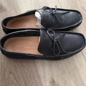 UGG Black Leather Bow Loafers, Size 10